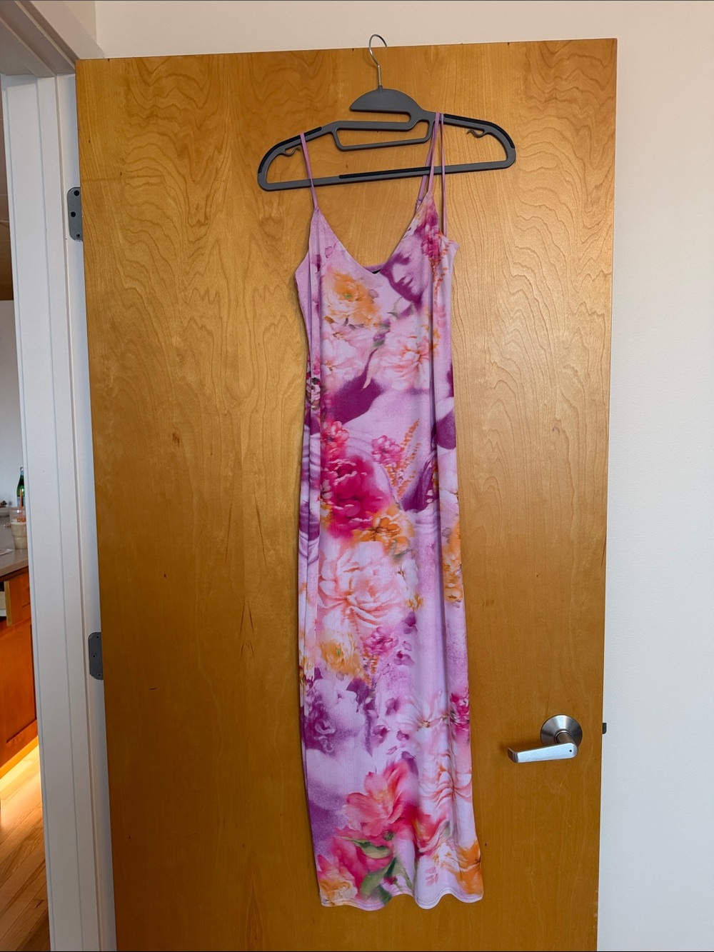 AFRM Pink and Purple Floral Slip Maxi Dress